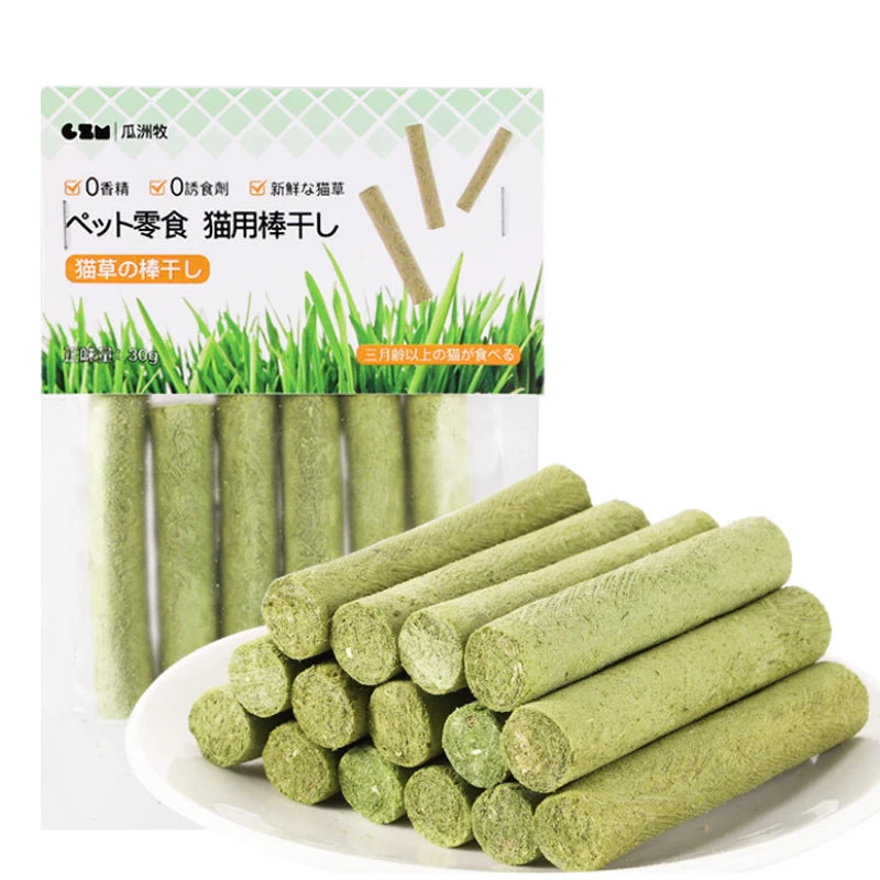 6Pieces Cat Grass Teeth Grinding Stick Pet Snacks Hairball Removal Mild Hair Row Ready To Eat Cat Baby Cat Teeth Cleaning Sticks